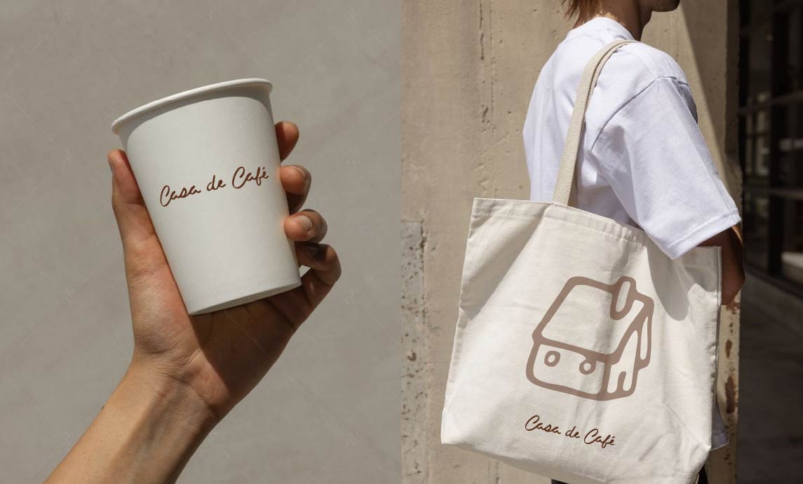 Case de Cafe branded cup and bag