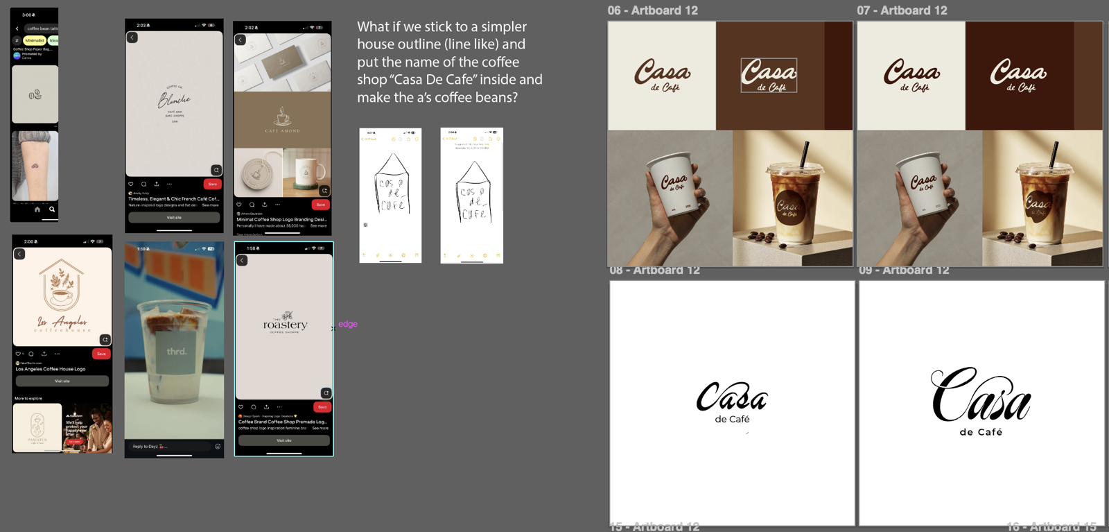 The Case de Cafe logo in progress in Adobe Illustrator